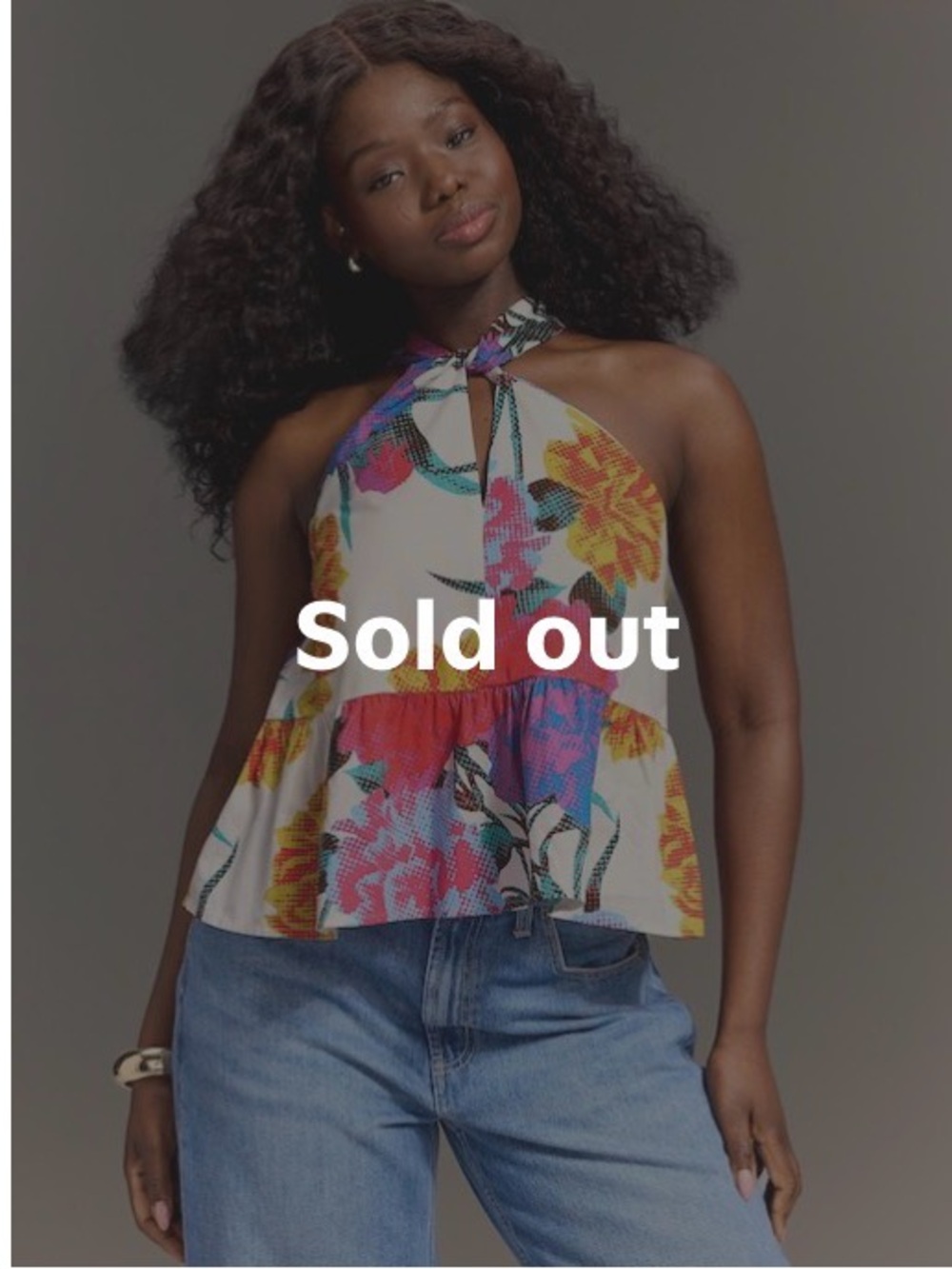 Christopher John Rogers Multicolor Floral Halter Peplum Top
